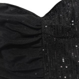 Women's Strapless Slit Sequin Dress