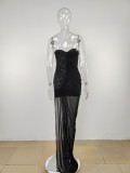 Women's Strapless Slit Sequin Dress