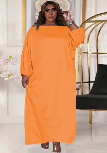 Plus Size Women Solid Off Shoulder Loose Dress