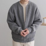 Men's Casual Solid Round Neck Knitting Cardigan Jacket