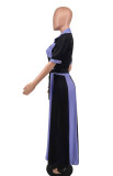 Women Contrast Color Short Sleeve Casual Dress