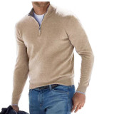 Men's Autumn Long Sleeve V-Neck Zipper Casual Top