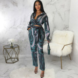 Casual Fashionable Digital Printed Women's Two-Piece Pants Set