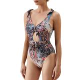 Spring One-Piece Swimsuit Sexy Printed Mesh High Waist Trousers Two Piece Set