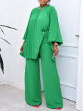 Women's Autumn Fashionable Loose Pleated Plus Size Chic Two Piece Suit