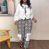 Women's Sexy Casual Printed Pants And Pullover Top Two Piece Set