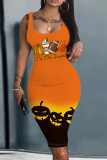 Sexy Halloween Print Straps Bodycon Dress