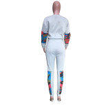 Stylish Printed Patchwork Casual Two Piece Track Suit