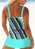 Fashion Print Swimming Tank Skirt Two Pieces Plus Size Fashion Beach Swimsuit