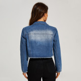 Women's Distressed Short Denim Jacket