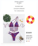 Bikini Digital Print Drawstring Lace-Up Beach Fashion Swimsuit