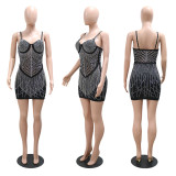 Fashionable Straps Beaded Tassel Bodycon A-Line Dress For Women