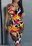 Sexy Fahionable Print Straps Bodycon Dress
