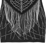 Fashionable Straps Beaded Tassel Bodycon A-Line Dress For Women