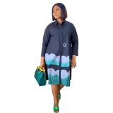 Women's Fashion Printed Long Sleeve Casual Plus Size African Dress