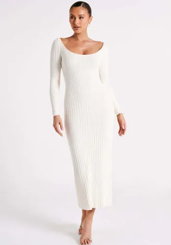 Women Autumn and Winter Round Neck Long Sleeve Slit Sexy Knitting Dress