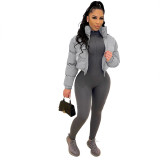 Women Winter Casual Solid Padded Jacket