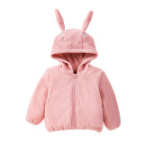 Girl Warm Flannel Cute Rabbit Hooded Jacket
