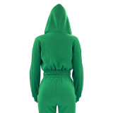Women Autumn and Winter Zipper Hoodies and Pant Casual Sports Two-piece Set