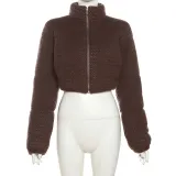 Autumn Women Zippered Turtle Collar Padded Jacket