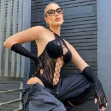 Women See-Through suspender one-piece sexy lingerie