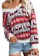 Women's Autumn And Winter Double V-Neck Christmas Print Patchwork Long Sleeve T-Shirt