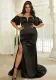 Plus Size Women's Off Shoulder Solid Color Slim Maxi Dress
