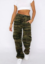 Women's Loose Style Camouflage Pocket Cargo Pants Trendy Long Trousers