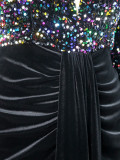 Sexy See-Through V-Neck Party Style Sequin Women's Long Dress