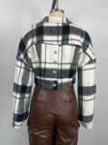 Women's Fashion Plaid Flannel Button Open Waist Jacket