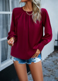 Women's Fall/Winter Chic Elegant Long Sleeve Solid Color Top