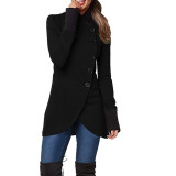 Autumn And Winter Solid Color Single-Breasted Patchwork Long-Sleeved Jacket