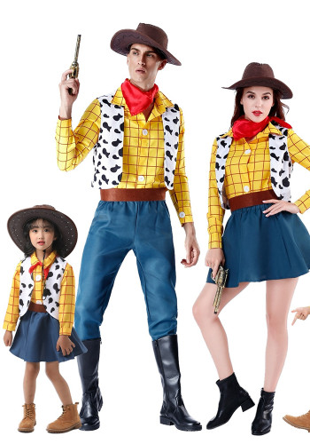 Western Denim men's and Women cosplay Toy Story Woody couple parent-child costumes