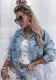 Women Open Placket Studded Crop Jacket