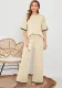 Women summer knitting short-sleeved Topand wide-leg pants two-piece set