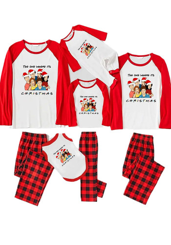 Christmas Family Wear Cartoon Plaid Print Loungewear Pajama Set