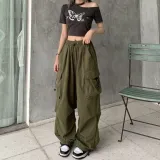 Women American Vintage Cargo Loose Wide Leg Casual Pants