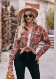 Women Casual oversize loose plaid shirt