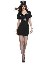Halloween Women sexy officer policewoman short skirt uniform female spy party costume