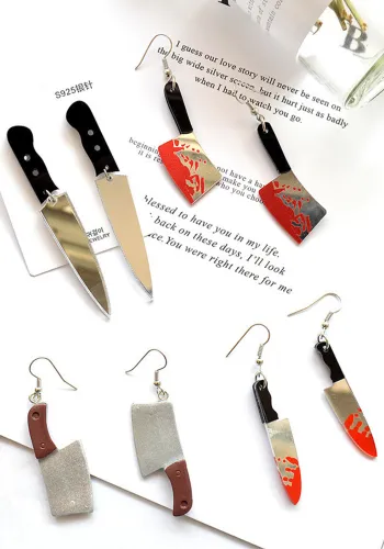Style Funny Acrylic Punk Killer Knife Kitchen Knife Earrings Studs