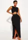 Summer Women's Sleeveless Top Slit Long Skirt Two-Piece Set
