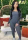 Autumn Women's Fashion Ribbed Knitting High Waist Sports Fitness Jumpsuit