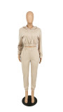 Cute Hat Pocket Rope Hooded Tracksuit Two-Piece Pants Set