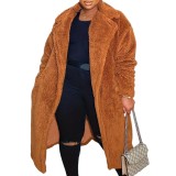 Women's Autumn And Winter Fleece Turndown Collar Long Sleeve Plus Size Jacket