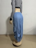 Women's Clothing Women's Style Street Trend Big Pockets Irregular Skirt
