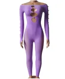 Women Off Shoulder Cut Out Long Sleeve Jumpsuit
