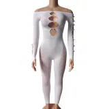 Women Off Shoulder Cut Out Long Sleeve Jumpsuit