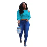 Women Casual Sexy Cut Out Long Sleeve Top