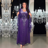 Women Dubai Arabian Beaded Abaya Dress