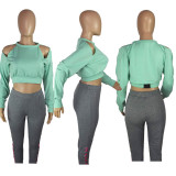 Women Casual Sexy Cut Out Long Sleeve Top